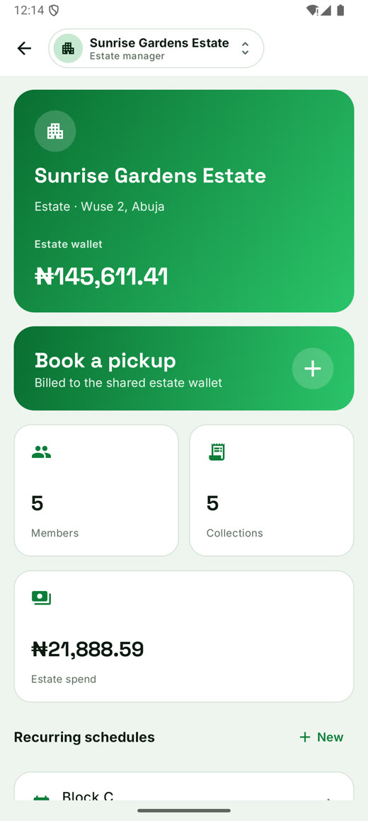 Estate dashboard and shared wallet